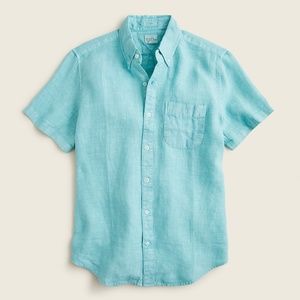 New J. Crew Short-Sleeve Baird McNutt Irish Linen Shirt (SLIM, M)